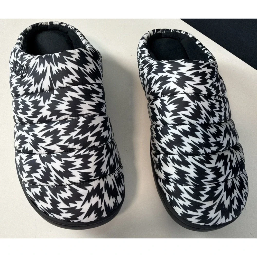 SUBU x Eley Kishimoto Flash Winter Slippers Black White Lightning Puffer Sz 1(9)
